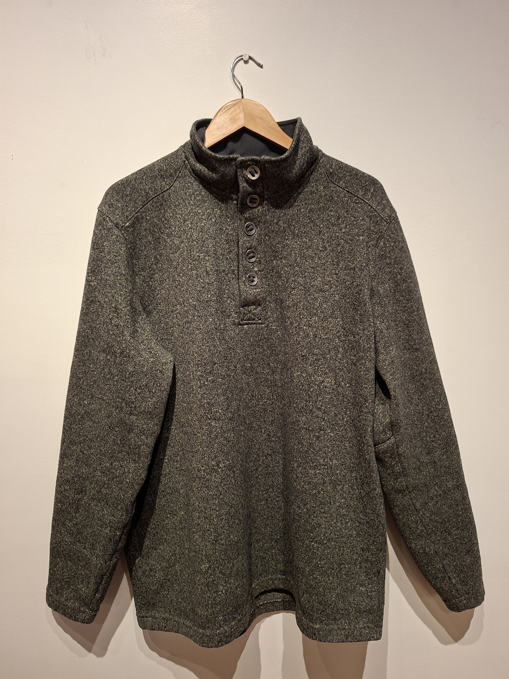 RedHead Men's Dark Green Heather Zip-Button Pullover Sweater